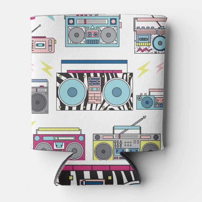 Retro Cassette Players: 80s Vintage Art Can Cooler (Front)