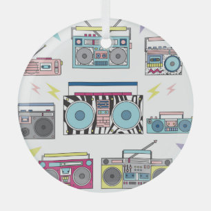 Retro Cassette Players: 80s Vintage Art Glass Tree Decoration