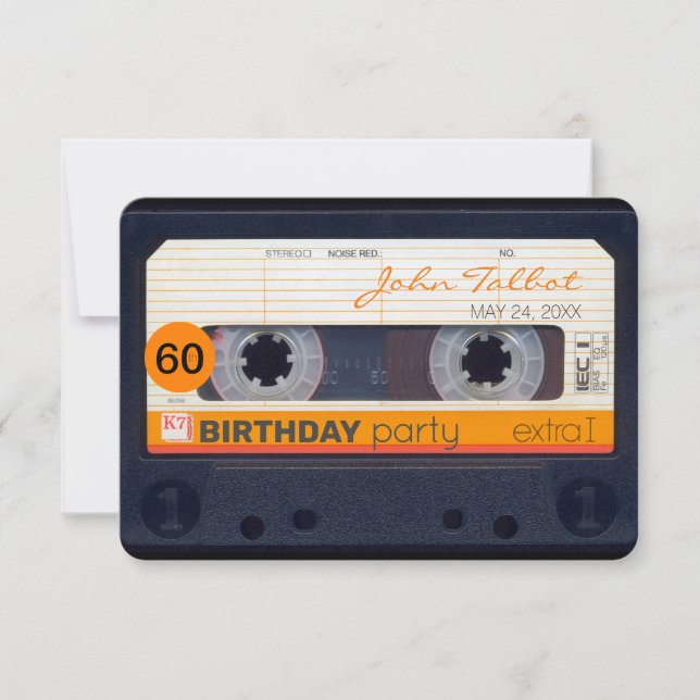 Retro Cassette tape 60th birthday Party Invitation (Front)