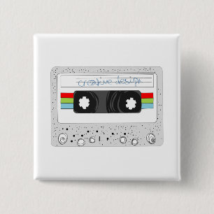 Retro cassette tape 80s style 15 cm square badge