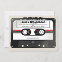 Retro Cassette Tape Beige Grey 90's Birthday Party