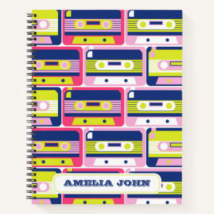 Retro Cassette Tape Colourful Custom  Notebook