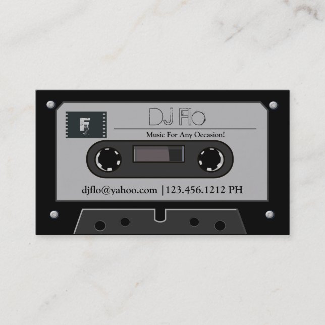 Retro Cassette Tape DJ Business Cards (Front)