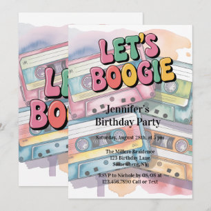 Retro Cassette Tape Let’s Boogie Adult Birthday  Invitation