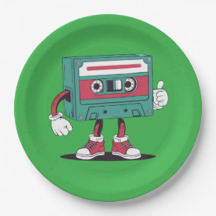 Retro cassette tape. paper plate