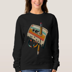 Retro Cassette Tape & Pencil Rewind Nostalgia Part Sweatshirt