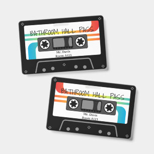 retro cassette tape school hall pass ID badge