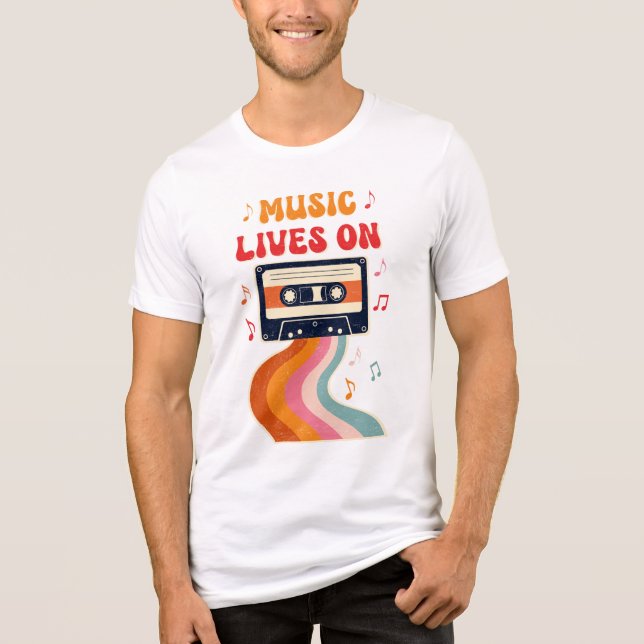 Retro Cassette Tape Shirt – Music Lives On Vintage (Front)