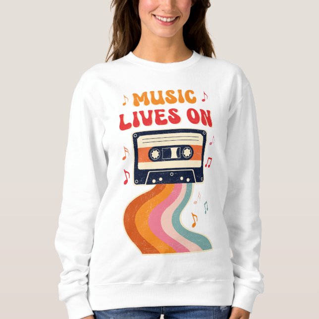 Retro Cassette Tape Shirt – Music Lives On Vintage (Front)