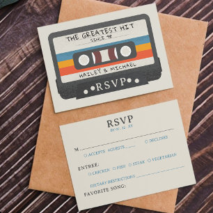Retro Cassette Tape The Greatest Hit Wedding RSVP Card