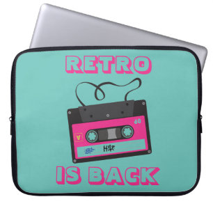 Retro cassette tape vintage green pink  laptop sleeve