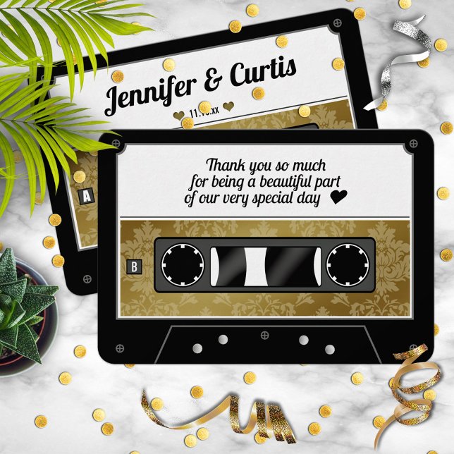 Retro Cassette Tape Wedding Favour Thank You Card (Creator Uploaded)