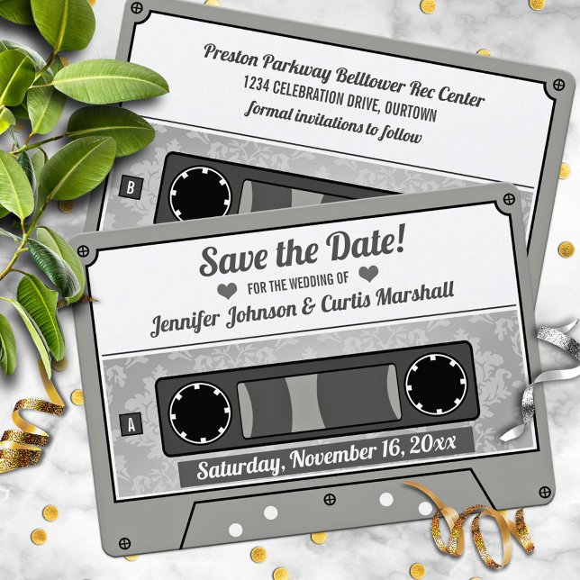 Retro Cassette Tape Wedding Save the Date Invitation (Creator Uploaded)
