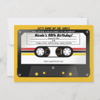Retro Cassette Tape Yellow 90's Birthday Party