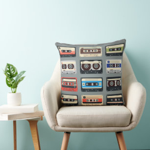 Retro Cassette Tapes 80s Cushion