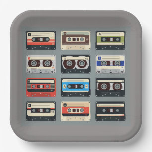 Retro Cassette Tapes 80s Paper Plate