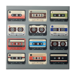 Retro Cassette Tapes 80s Tile