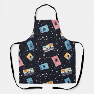 Retro Cassette Tapes in Cosmic Space Apron