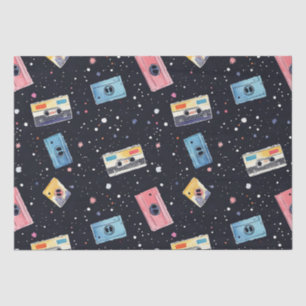 Retro Cassette Tapes in Cosmic Space Tissue Paper