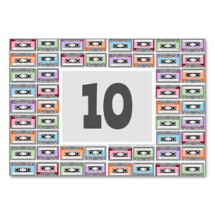 Retro Cassette Tapes Pattern Table Number