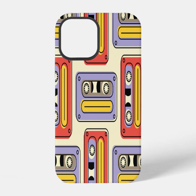 Retro cassette tapes: seamless pattern. iPhone case (Back)