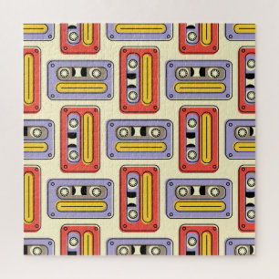 Retro cassette tapes: seamless pattern. jigsaw puzzle