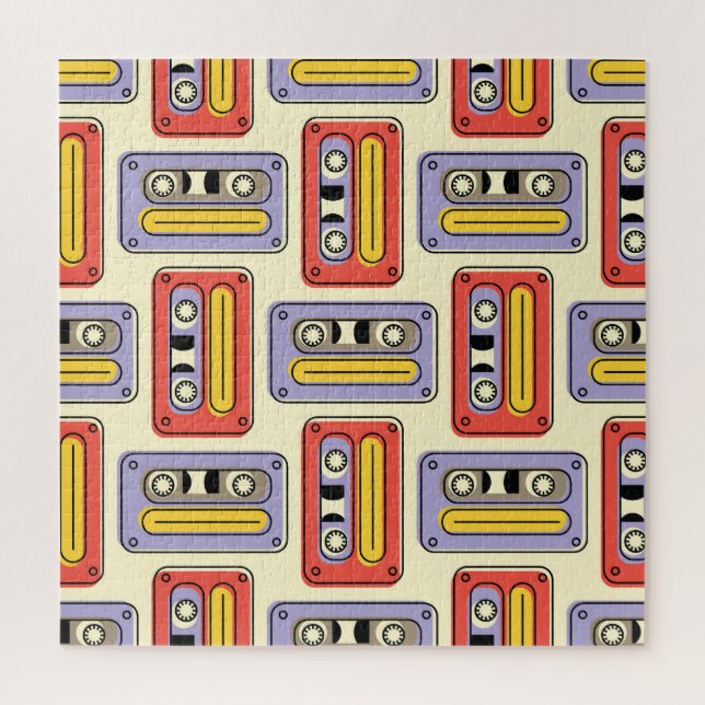 Retro cassette tapes: seamless pattern. jigsaw puzzle (Vertical)