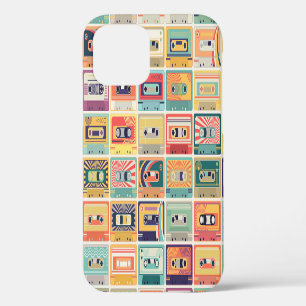 Retro Cassette Tapes Vintage Pattern. iPhone 12 Case