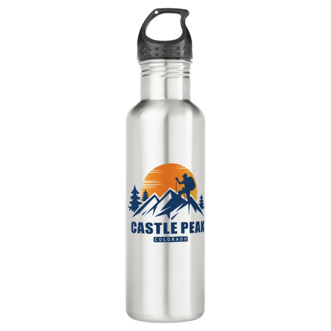 Retro Castle Peak Hike T-Shirt 710 Ml Water Bottle (Front)