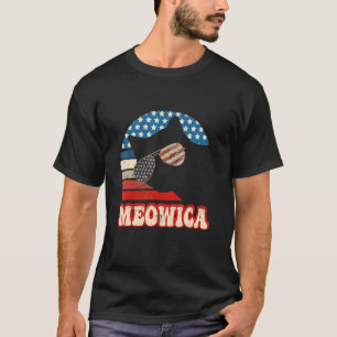 Retro Cat 4th Of July Meowica Merica Men Usa Ameri T-Shirt