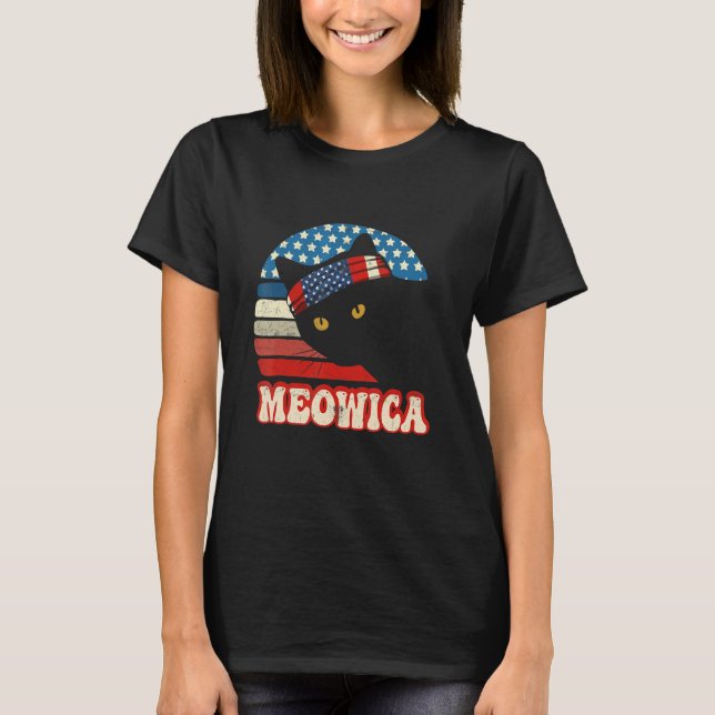 Retro Cat 4th Of July Meowica Merica Men Usa Ameri T-Shirt (Front)