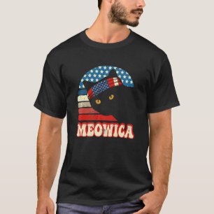 Retro Cat 4th Of July Meowica Merica Men Usa Ameri T-Shirt