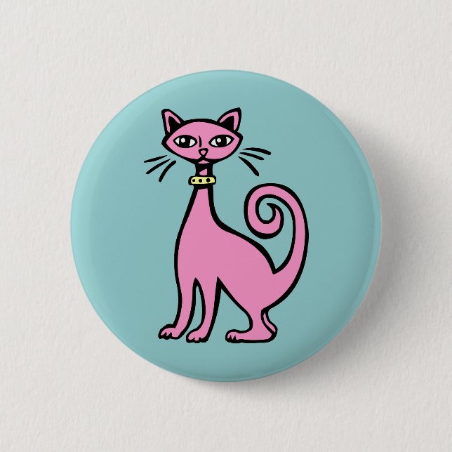 Retro Cat 6 Cm Round Badge (Front)