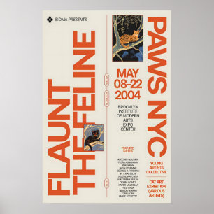 Retro Cat Art Exhibition Poster NYC Feline Show