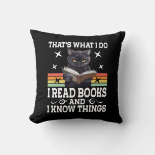 Retro Cat Books The Reader Halloween Reading Gift Cushion