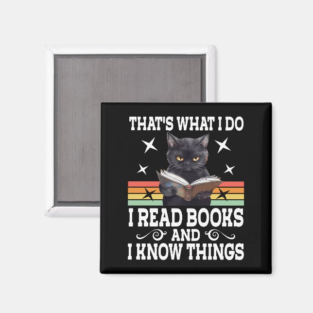 Retro Cat Books The Reader Halloween Reading Gift Magnet (Front/Back)