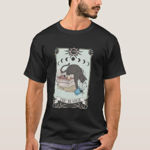 Retro Cat Books The Reader Tarot Card Halloween Re T-Shirt