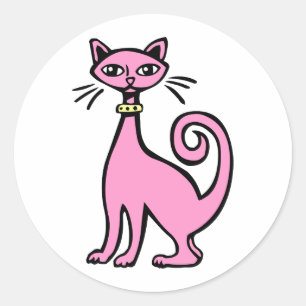 Retro Cat Classic Round Sticker