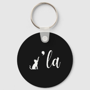 Retro Cat Comma La Kamala Harris For President 202 Key Ring