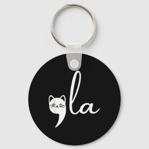 Retro Cat Comma La Kamala Harris For President 202 Key Ring