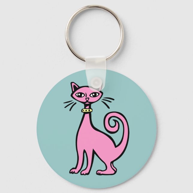 Retro Cat - Customised Key Ring (Front)
