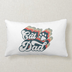Retro Cat Dad, Cat Dad Sublimation Design Lumbar Cushion