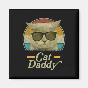 Retro Cat Daddy 80s 90s Style Cat Retro Cat Sungle Magnet