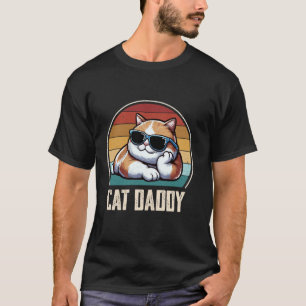 Retro Cat Daddy Cat Dad Tee, Vintage Dad Cat Sungl T-Shirt