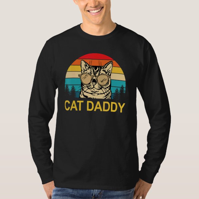 Retro Cat Daddy Father Day Cat T-Shirt (Front)