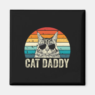 Retro Cat Daddy Vintage Distressed Maine Coon Cat Magnet