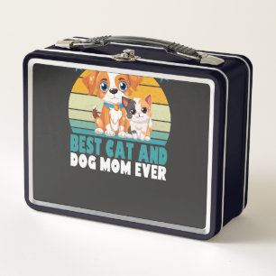 Retro Cat Dog Mum Cat Mama Furmama Puppy Kitty Mot Metal Lunch Box
