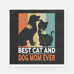 Retro Cat Dog Mum Cat Mama Furmama Puppy Kitty Mot Napkin