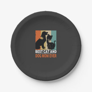 Retro Cat Dog Mum Cat Mama Furmama Puppy Kitty Mot Paper Plate
