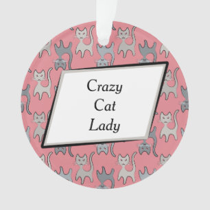 Retro Cat Graphic Pattern Grey Ornament